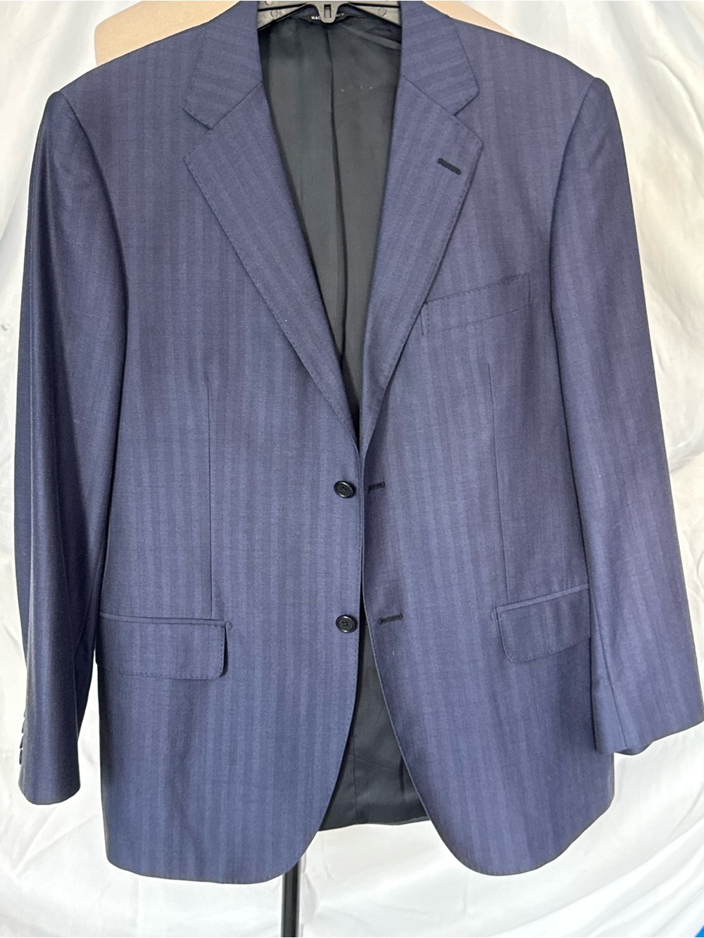 Piattelli Barneys NY Blue Herringbone Blazer 42R Lanificio di Pray Italy